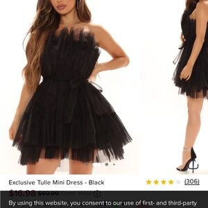 Fashion Nova Black Strapless Tulle Dress